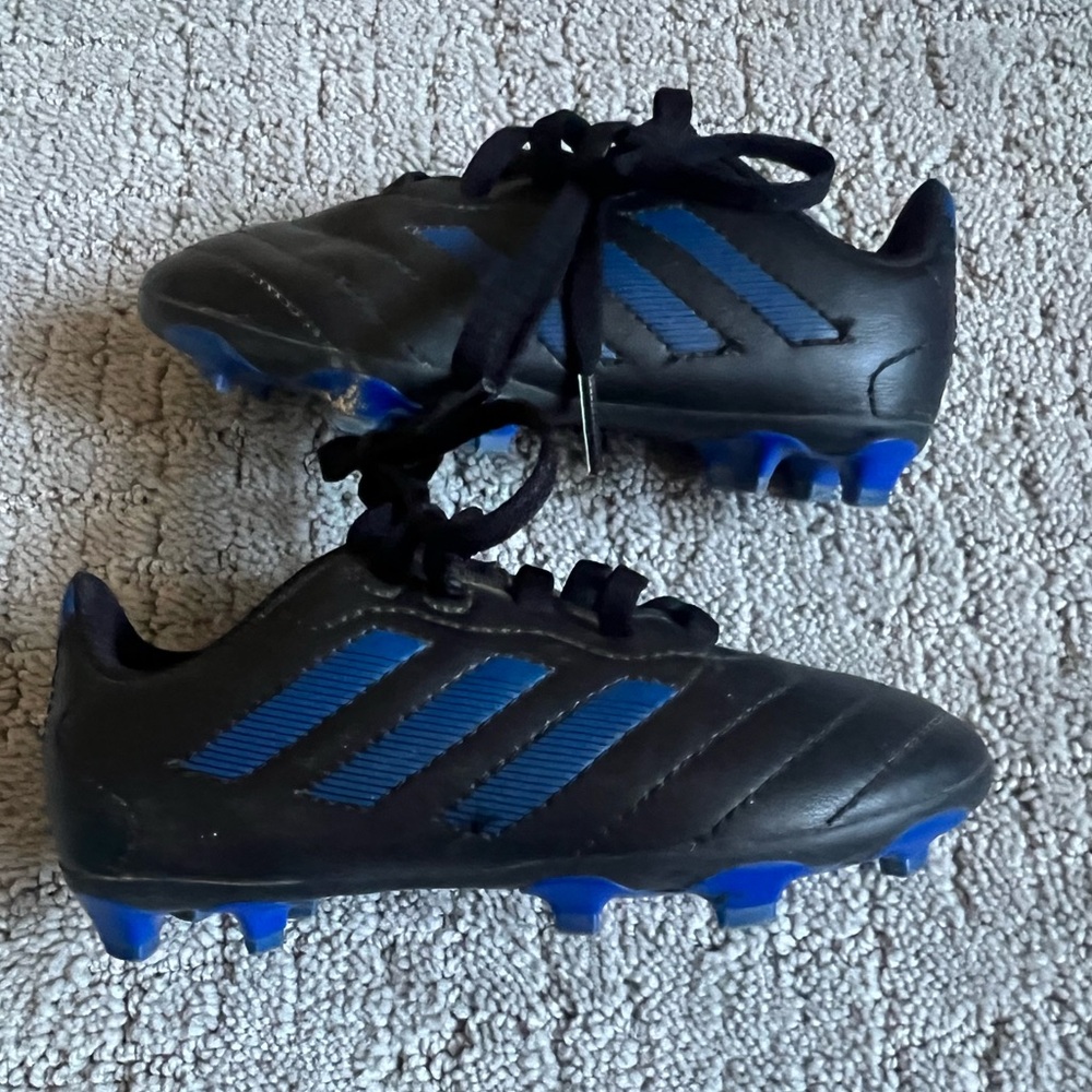 adidas Kids Black and Blue soccer cleats size 10.5 toddler